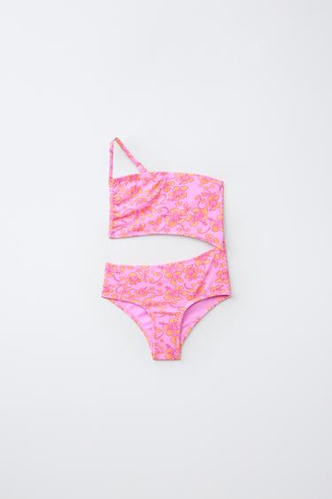 6-14 ANS/ MAILLOT DE BAIN CUT OUT HIBISCUS - Rose de Zara - Image 0