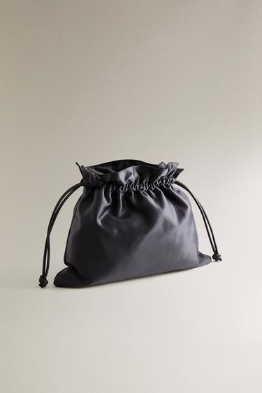 LARGE SATEEN BAG - Navy Blue by Zara - Image 1