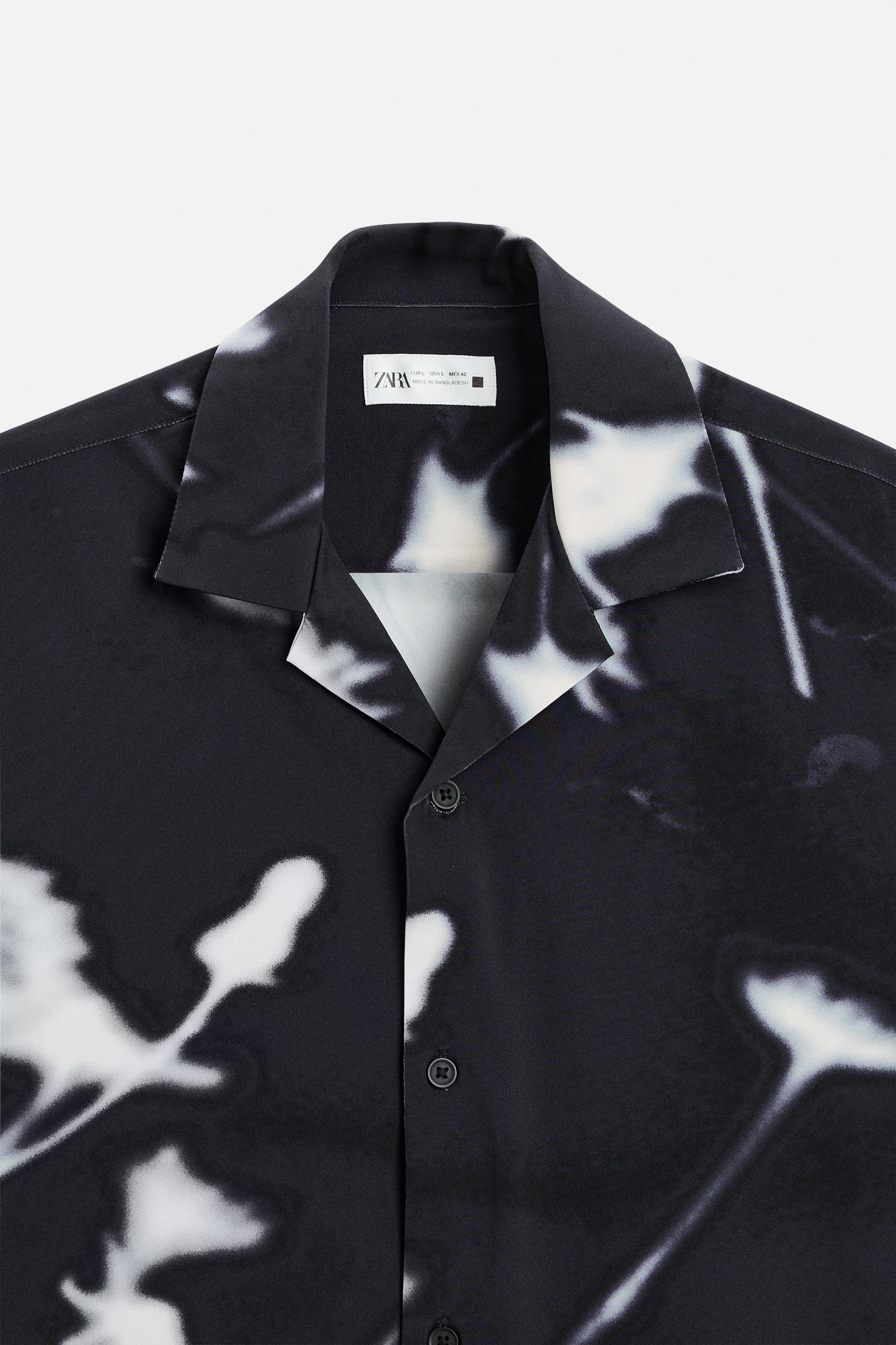 【ZARA】花柄ストレッチシャツ ネイビーブルー | 7545/294/401 花柄ストレッチシャツ - ネイビーブルー | ZARA Japan / 日本