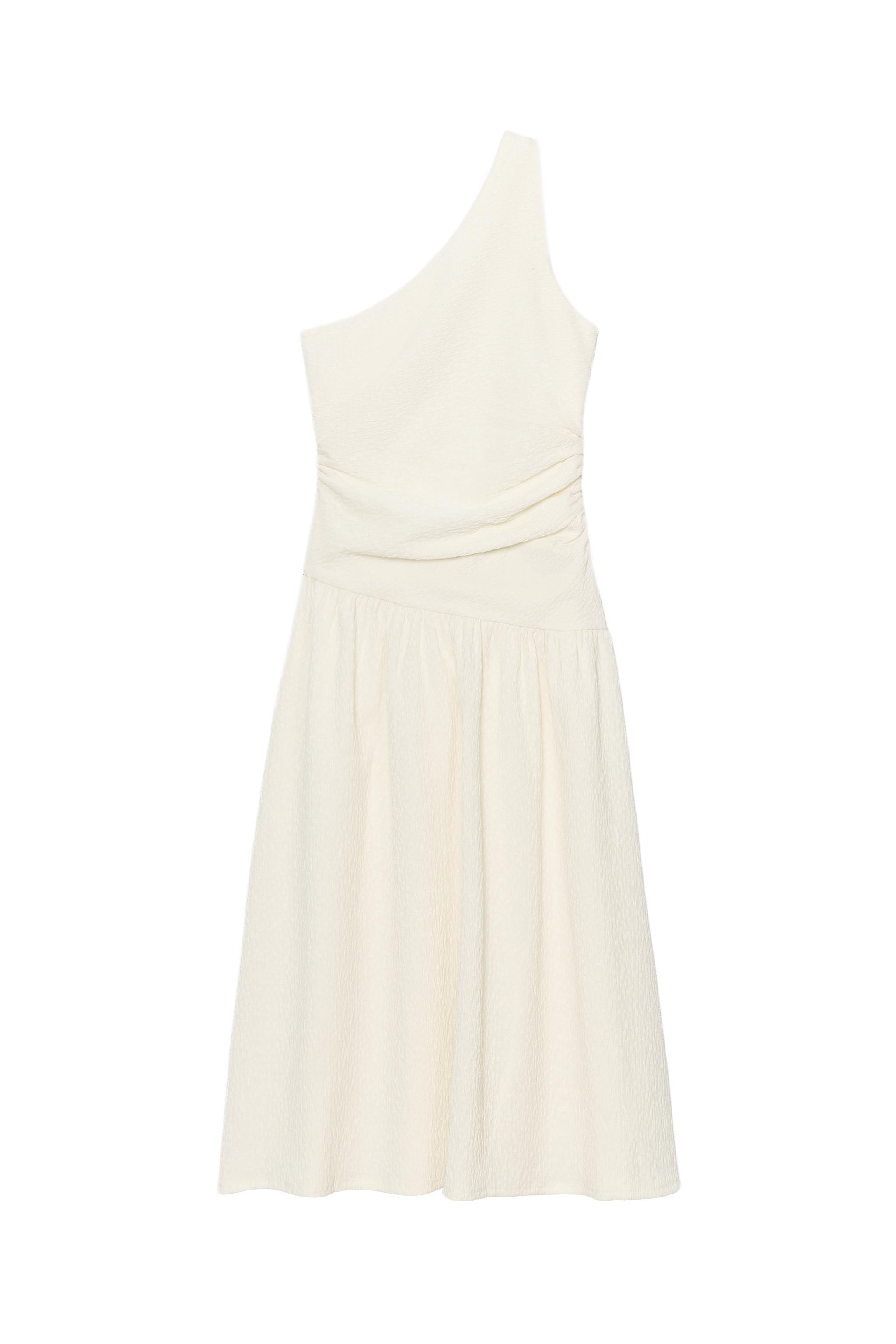 ASYMMETRIC TEXTURED DRESS - Ecru | ZARA United States ASYMMETRIC TEXTURED DRESS - Ecru | ZARA United States