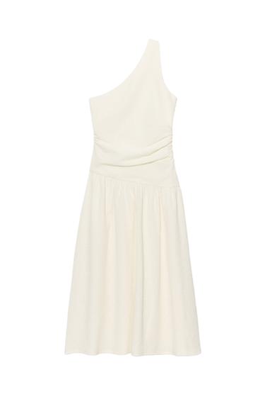 Zara ASYMMETRIC TEXTURED DRESS - Ecru