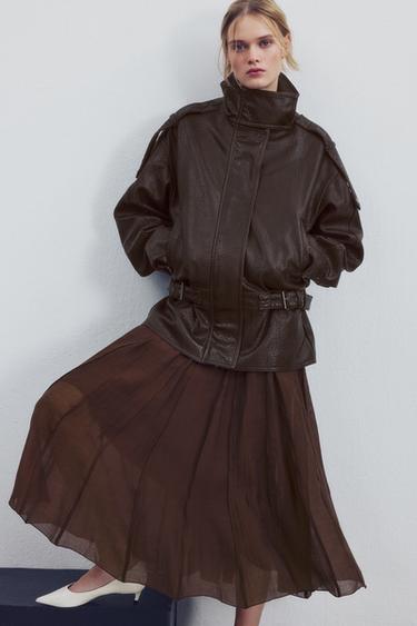 ZW COLLECTION FLOWING COMBINED SKIRT - Chocolate by Zara
