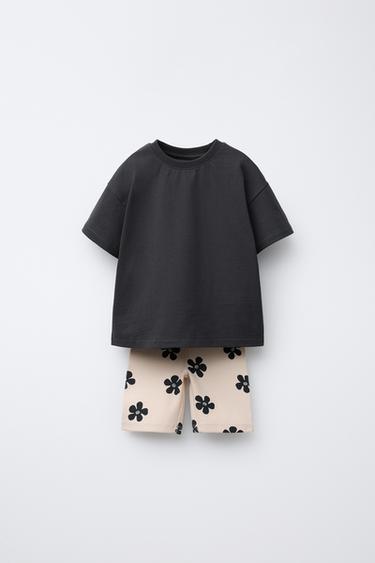 CONJUNTO CAMISETA LISA Y LEGGING CICLISTA ESTAMPADO - Gris antracita de Zara