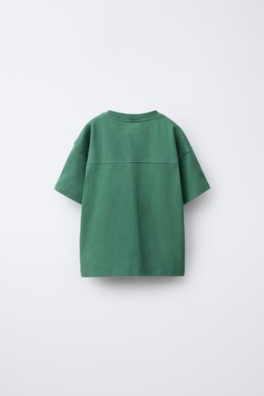 Zara EMBROIDERED BEAR T-SHIRT - Green
