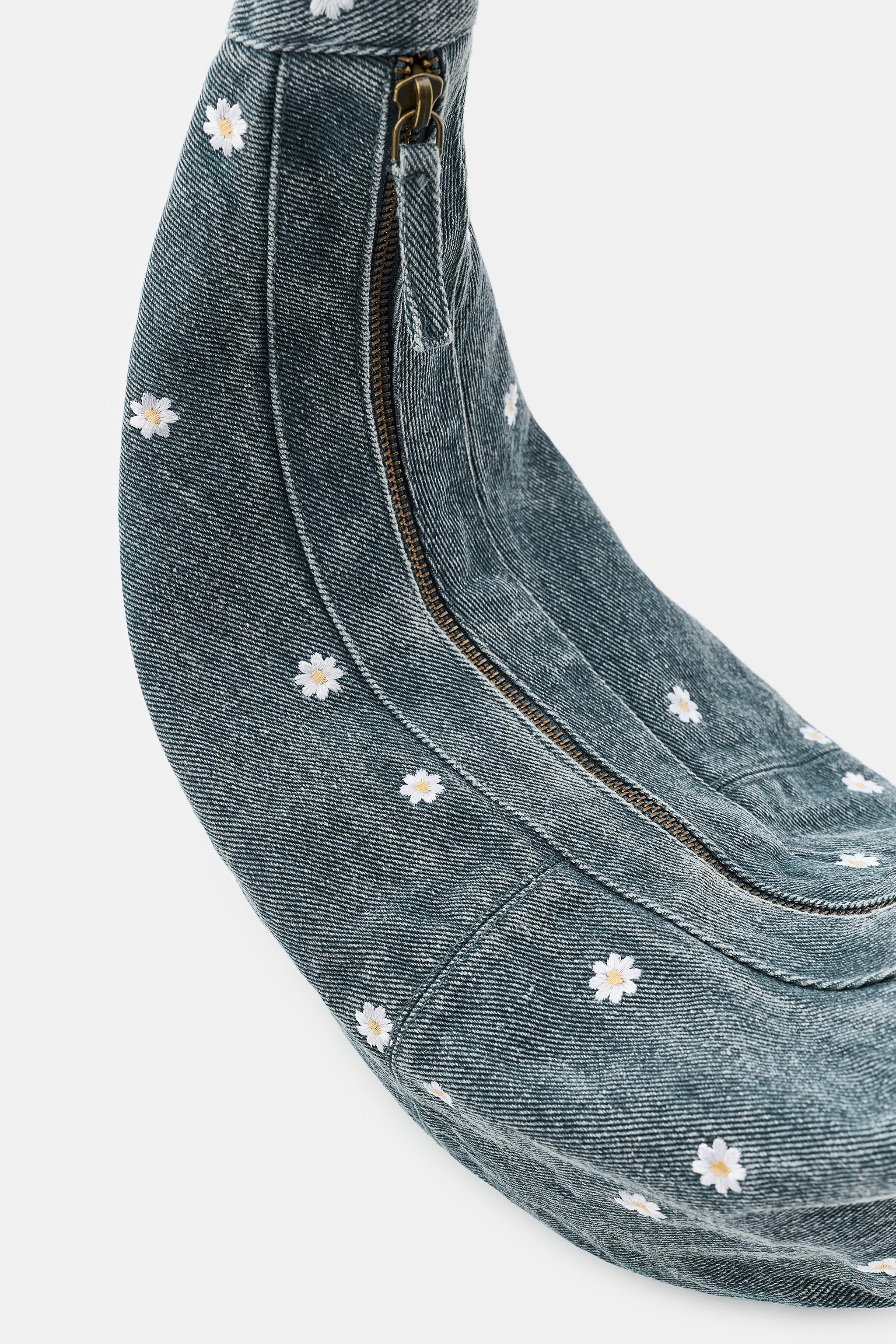 DAISY EMBROIDERED DENIM CROSSBODY BAG