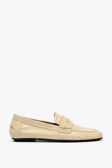 LEATHER PENNY LOAFERS - Ecru White by Zara - Image 0