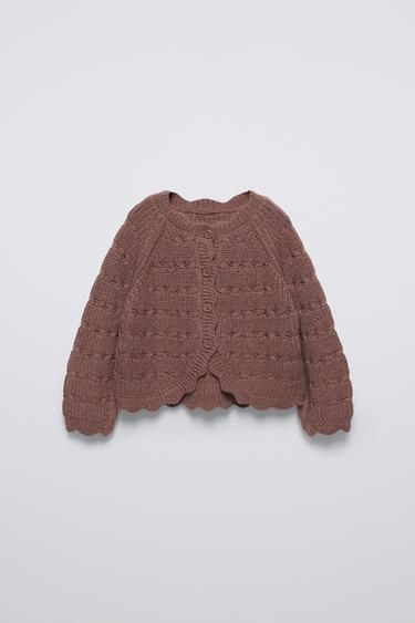 Zara KNIT CARDIGAN - Dark pink - Image 0