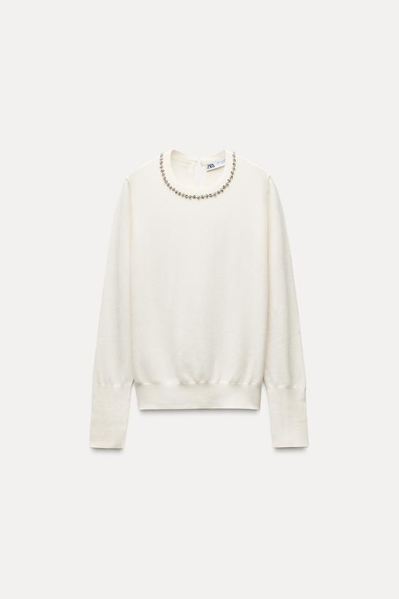 JEWEL COLLAR KNIT SWEATER Crudo ZARA Mexico