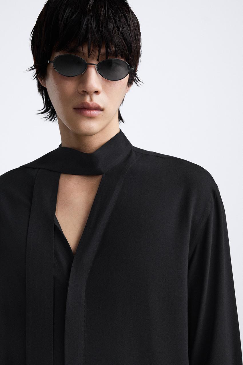 ビスコース ボウシャツ - ブラック | ZARA Japan / 日本