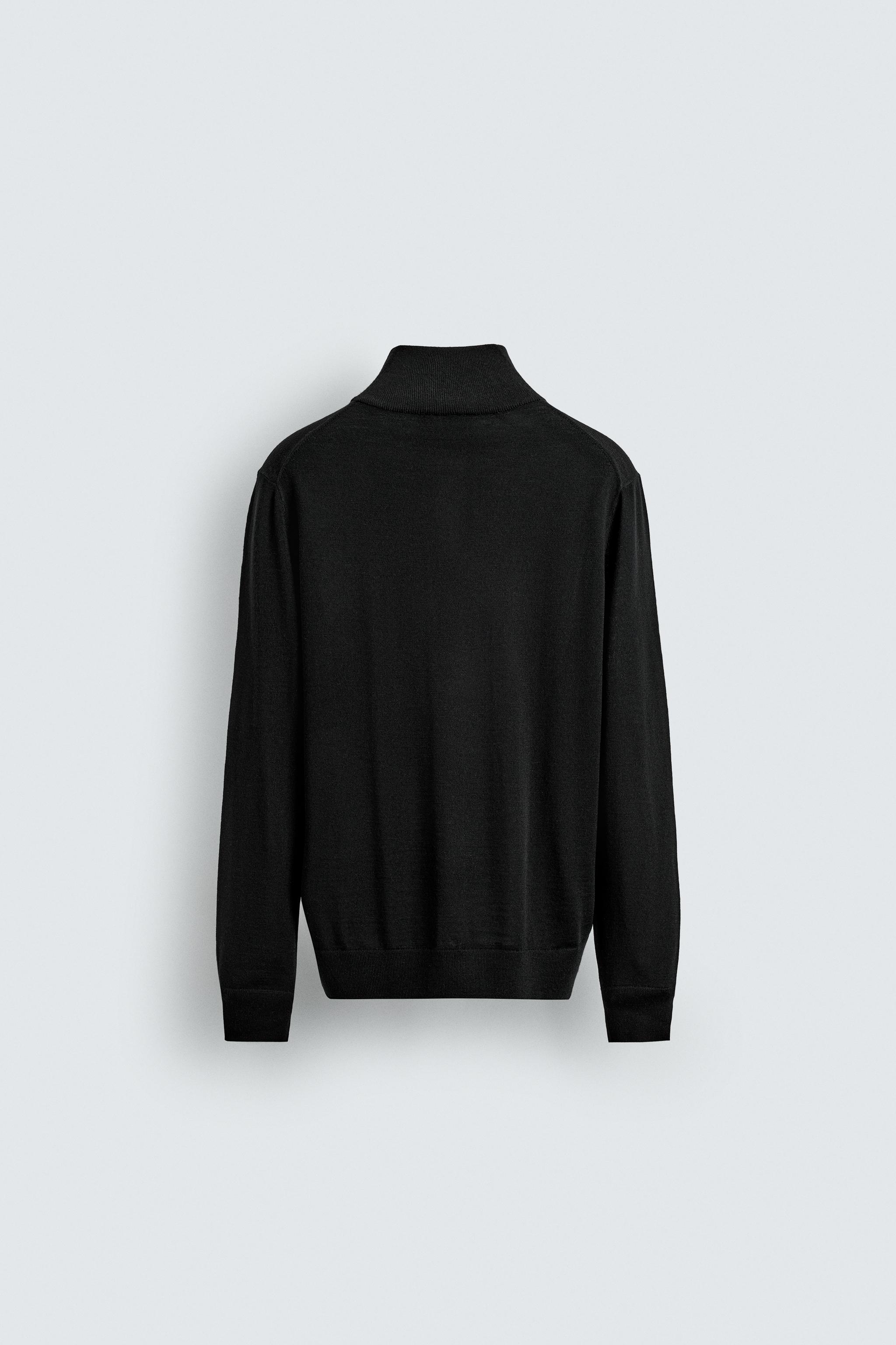 100% WOOL QUARTER-ZIP SWEATER - Navy blue | ZARA United States