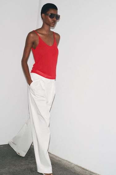 KNITTED STRAPPY TOP - Red by Zara - Image 0