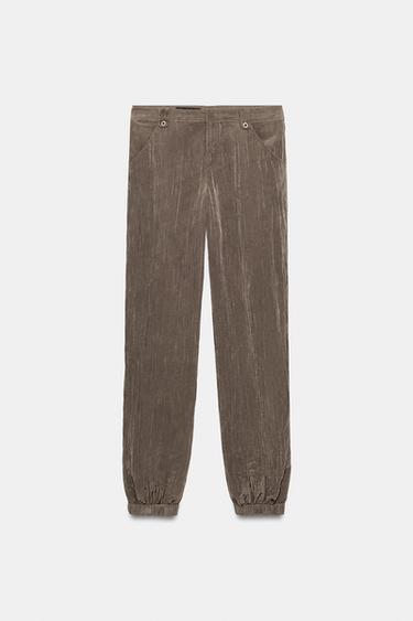 FLOWING TEXTURED TROUSERS - Brown / Taupe by Zara - Image 5