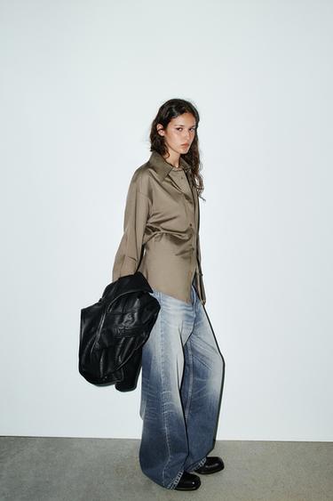 Zara FITTED HEM SHIRT - Taupe gray
