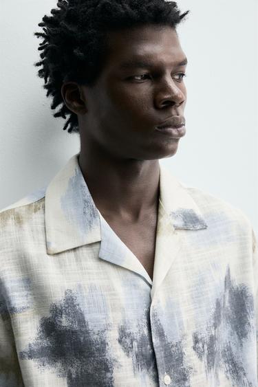 CHEMISE FLUIDE À IMPRIMÉ ABSTRAIT - Marron-Bleu de Zara - Image 5