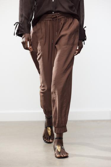 FLOWING JOGGERS - Brown by Zara - Image 1