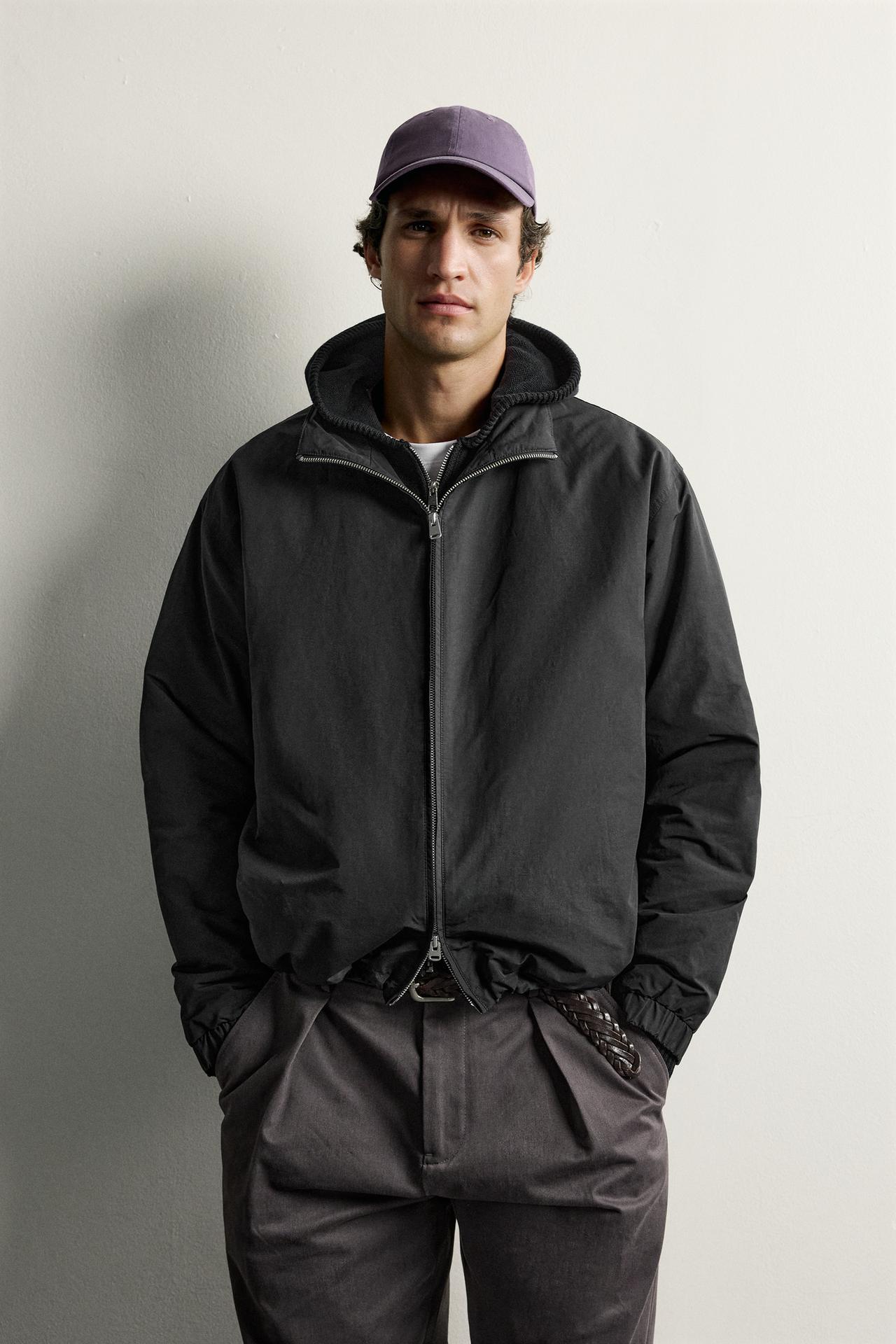 TECHNICAL PADDED OVERSHIRT — Black