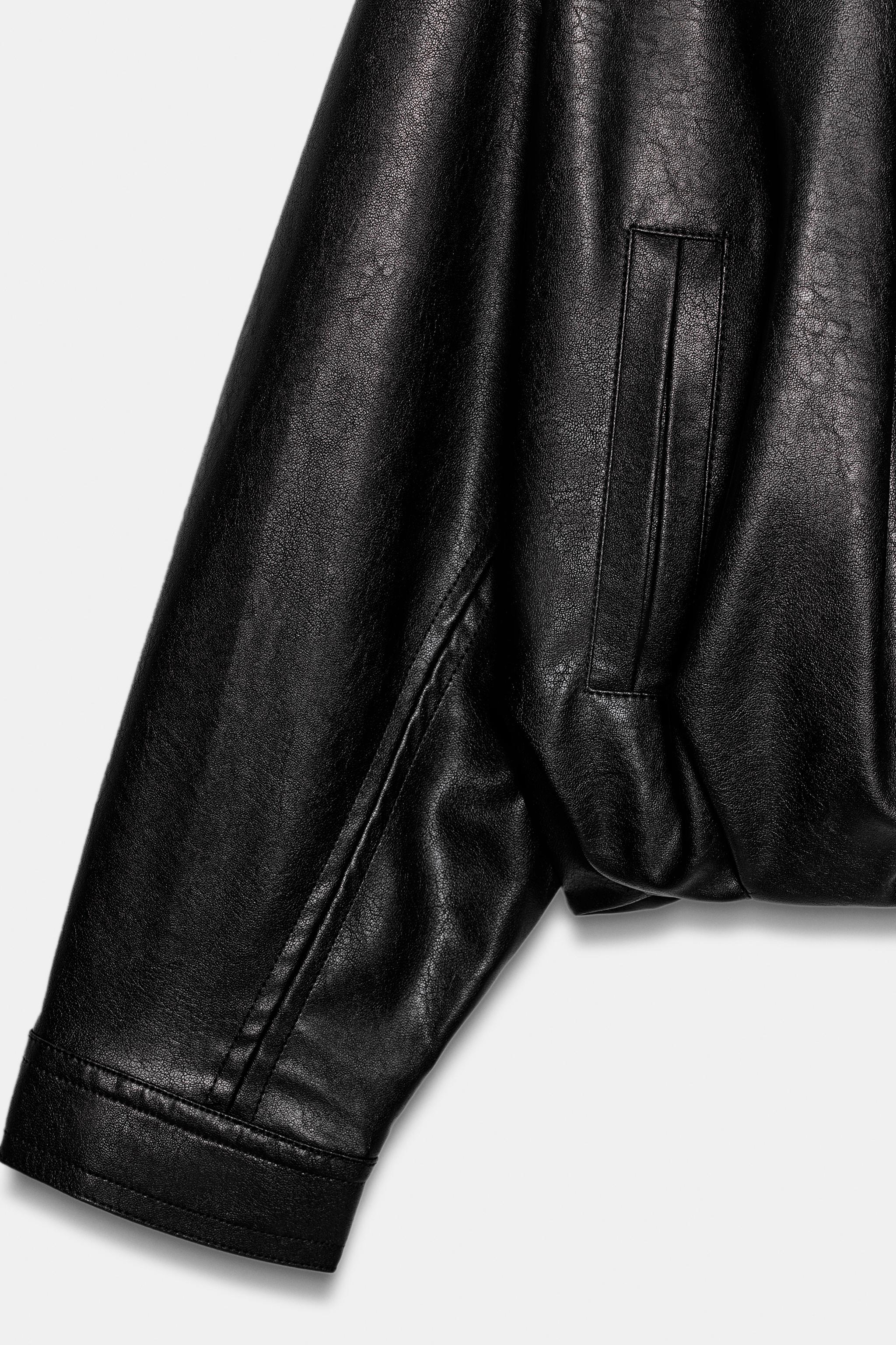 Женские куртки Zara FAUX LEATHER BALLOON BOMBER JACKET — фото 11