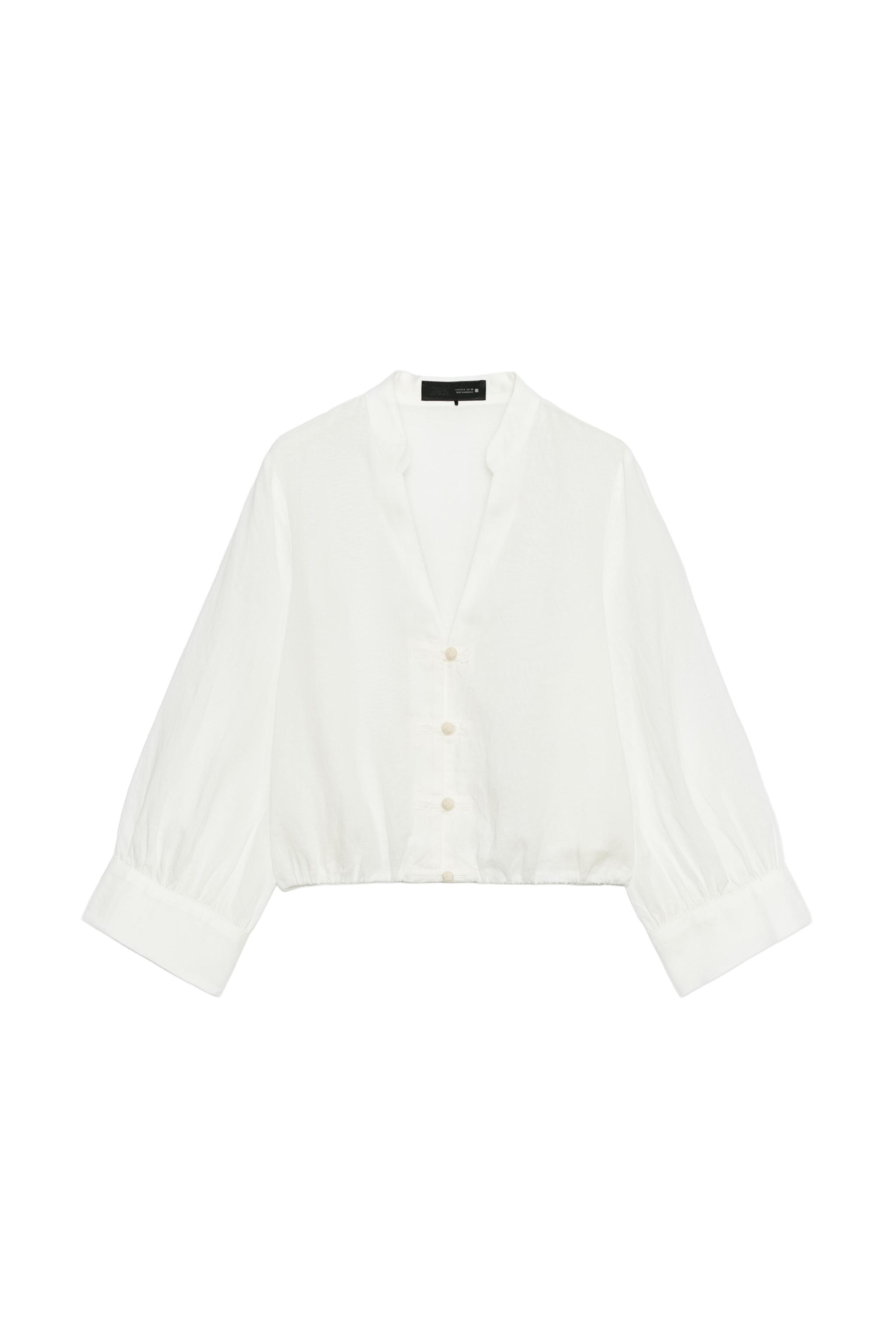 LINEN BALLOON SHIRT WITH FROG CLASPS - White | ZARA United States