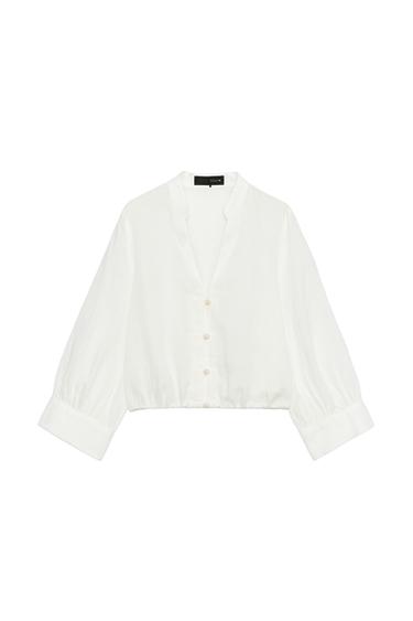 LINEN BLEND BALLOON SHIRT WITH FROG FASTENING - White by Zara
