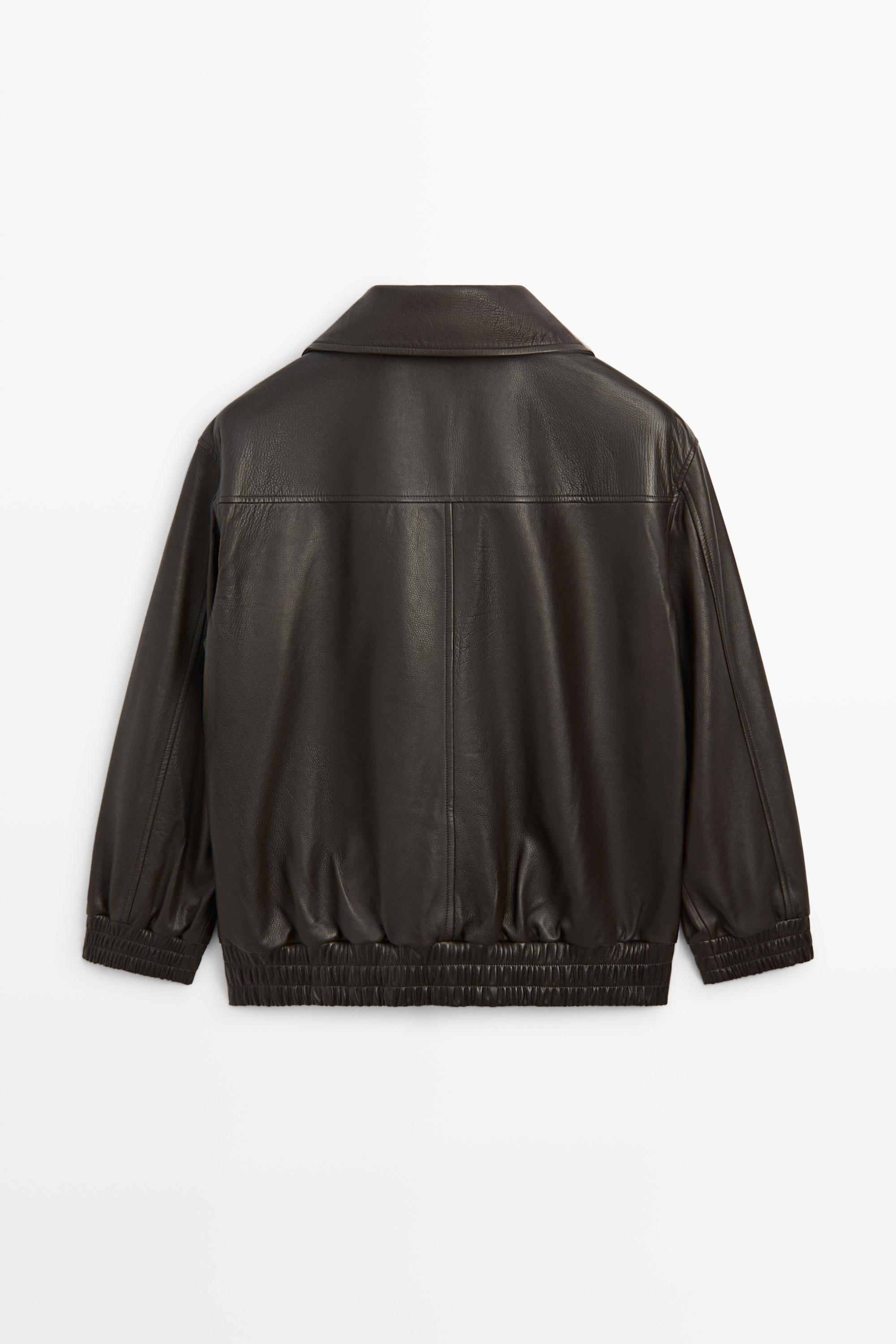 Nappa leather zip bomber jacket