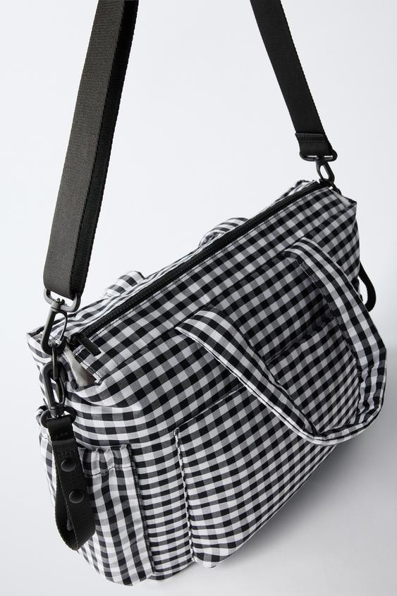 SAC MATERNITÉ À CARREAUX - Noir de Zara - Image 2