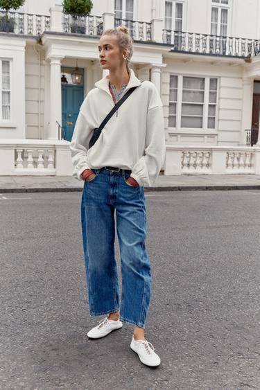 METAL ZIP SWEATSHIRT - Oyster-white by Zara