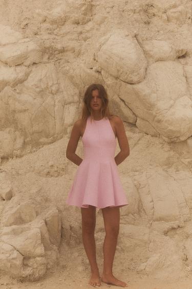 SHORT HALTER GODET DRESS - Pink by Zara - Image 0