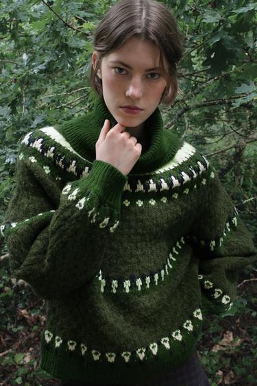 SUÉTER DE TRICÔ JACQUARD - Verdes da Zara