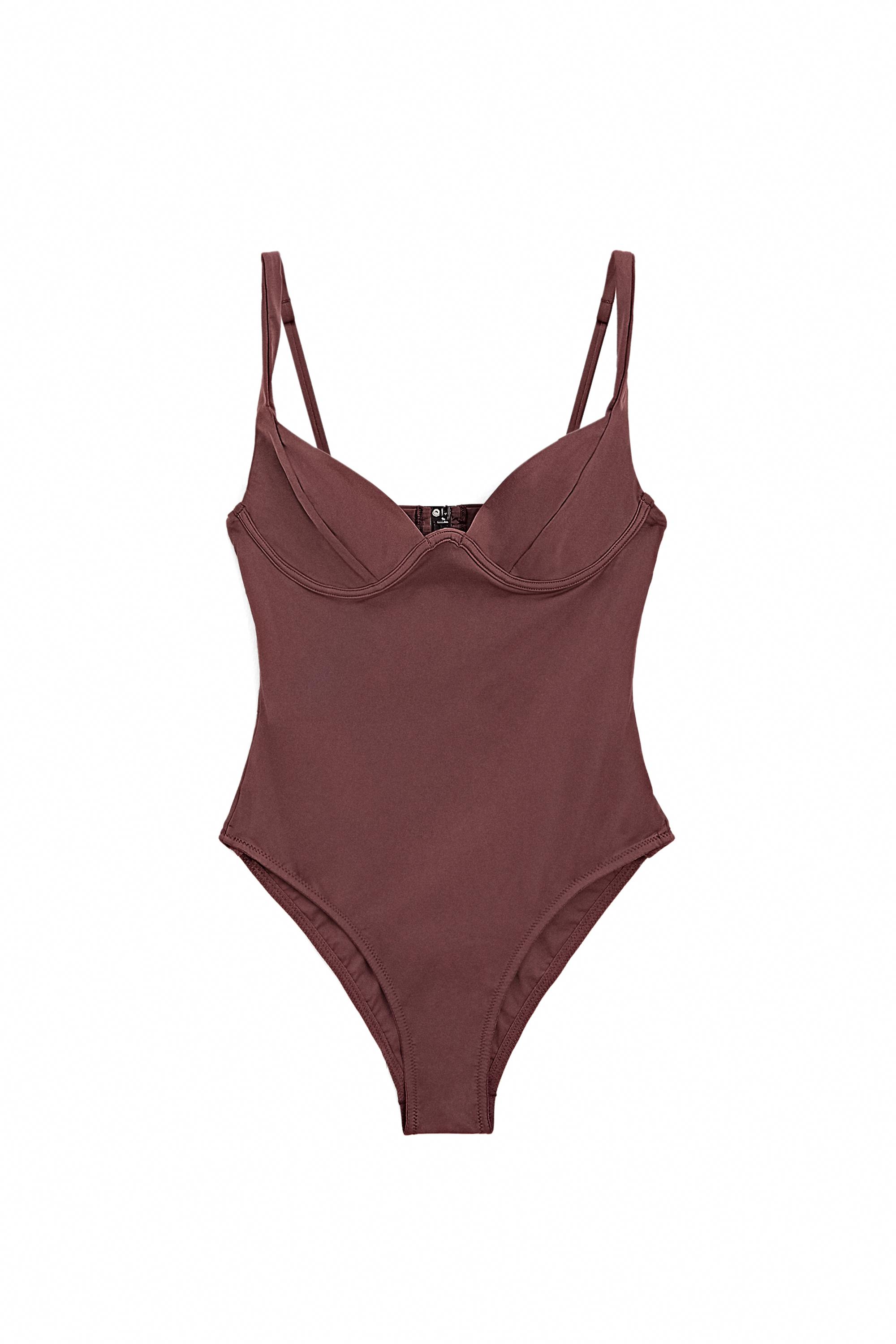 Swimsuit with underwire and wide straps — Mink marl