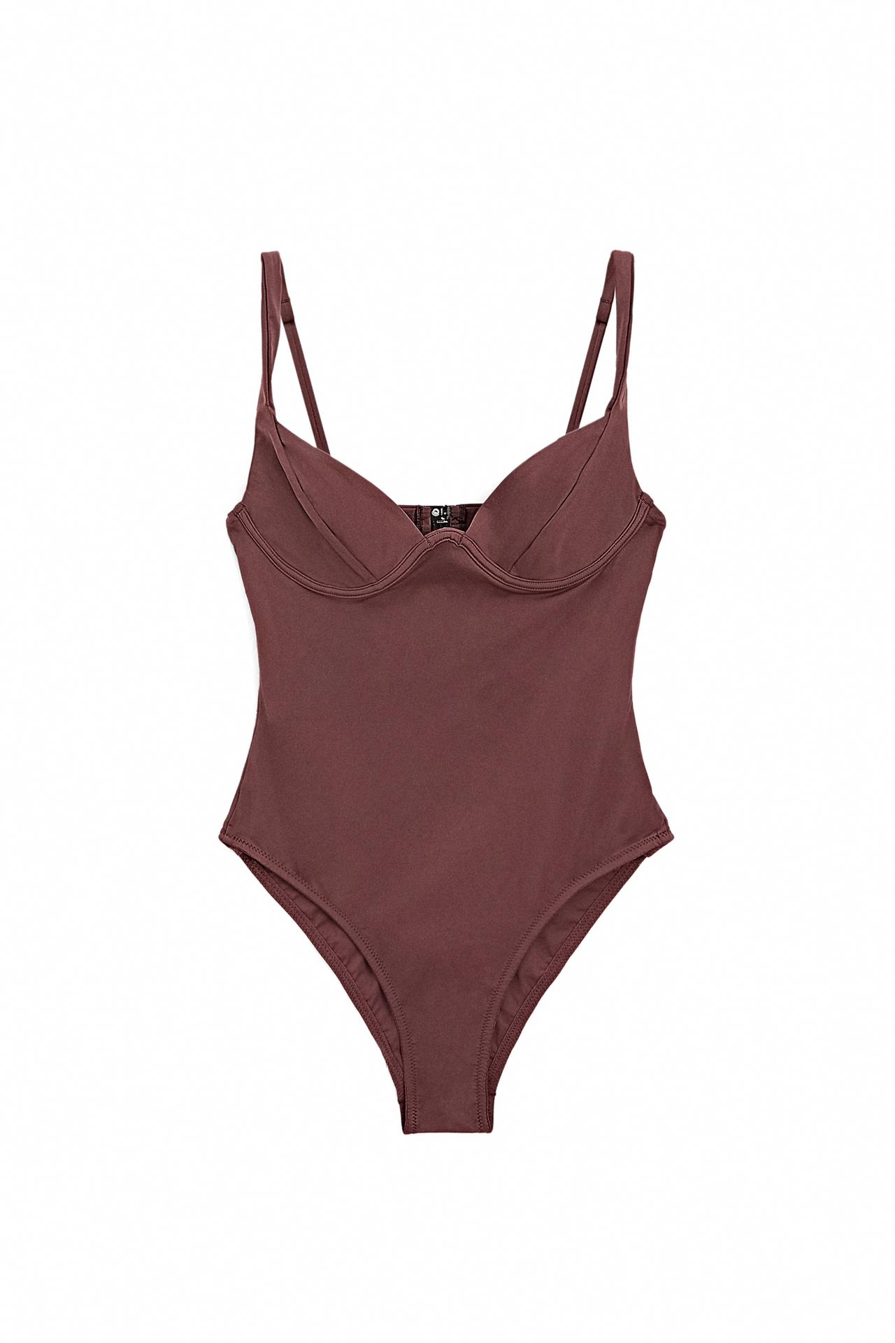 Swimsuit with underwire and wide straps — Mink marl