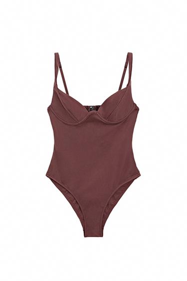 Zara Swimsuit with underwire and wide straps - Mink marl