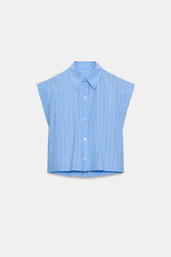 CAMISA MANGA SISA - Azul / Blanco de Zara - Imagen 0