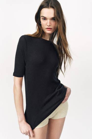 CAMISETA SOFT LANA 100% - Negro de Zara - Imagen 0