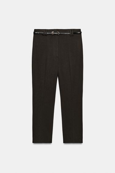 PANTALÓN CAPRI CINTURÓN - Marrón de Zara - Imagen 0