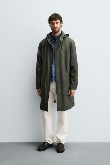RUBBERISED HOODIE PARKA - Dark khaki by Zara
