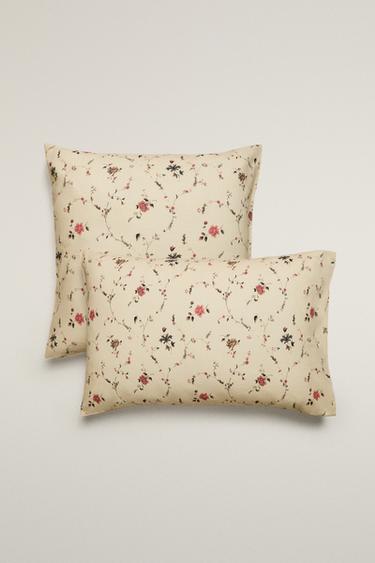 Zara COTTON LINEN FLORAL PILLOWCASE | KATHARINE POLE - Ecru
