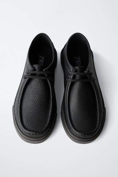 LEATHER BINDING SHOES - Black by Zara - Image 4