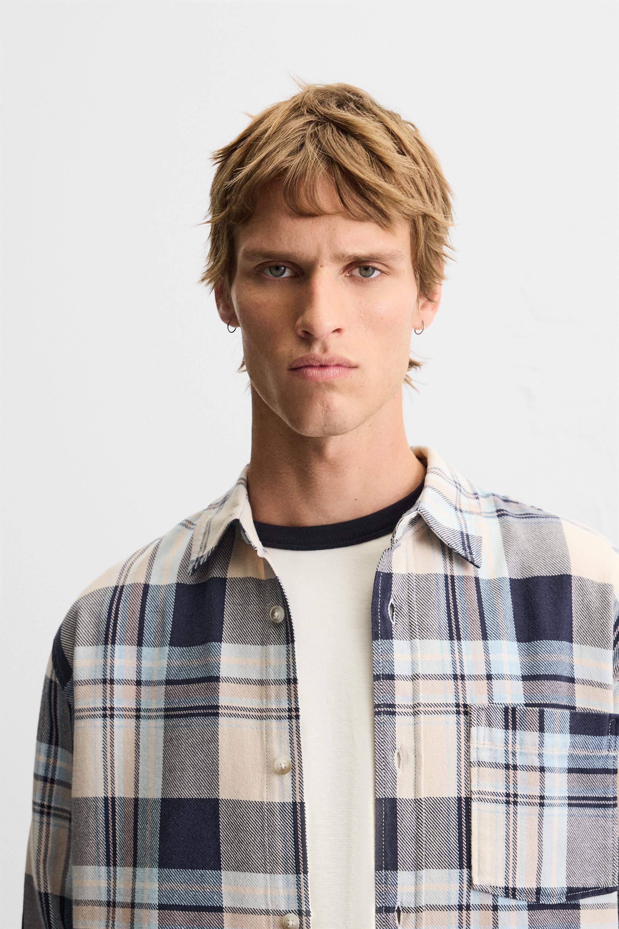 PLAID SHIRT - Navy blue | ZARA United States