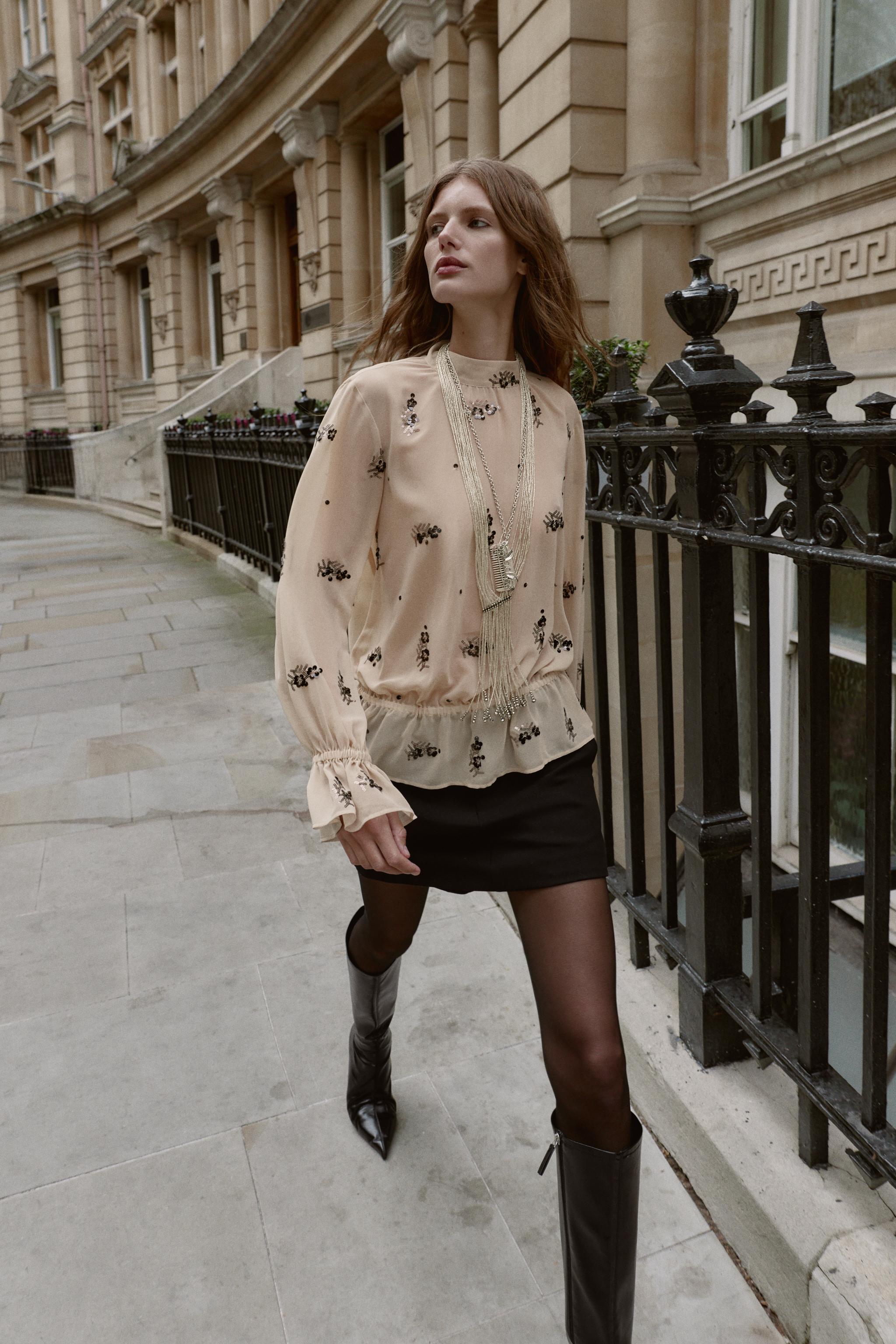 SEMI-SHEER SEQUIN BLOUSE