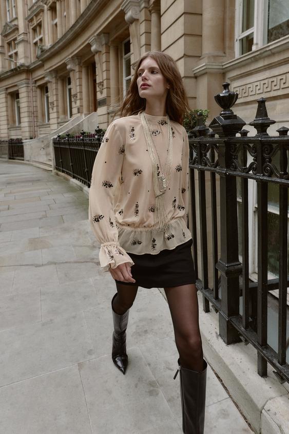 SEMI-SHEER SEQUIN BLOUSE