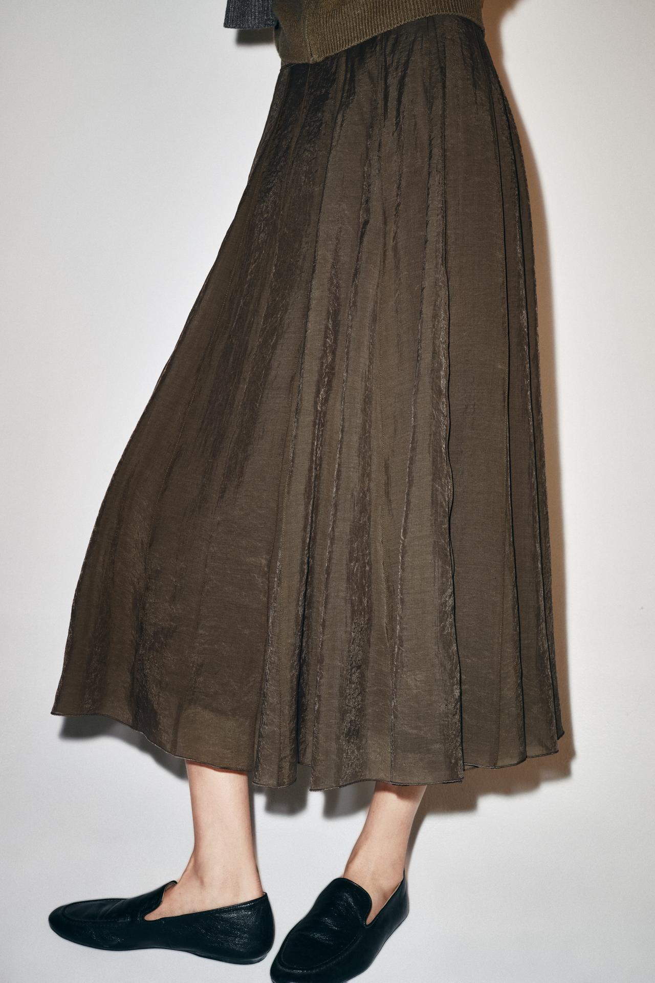 ZW COLLECTION FLOWY COMBINED SKIRT — Greenish