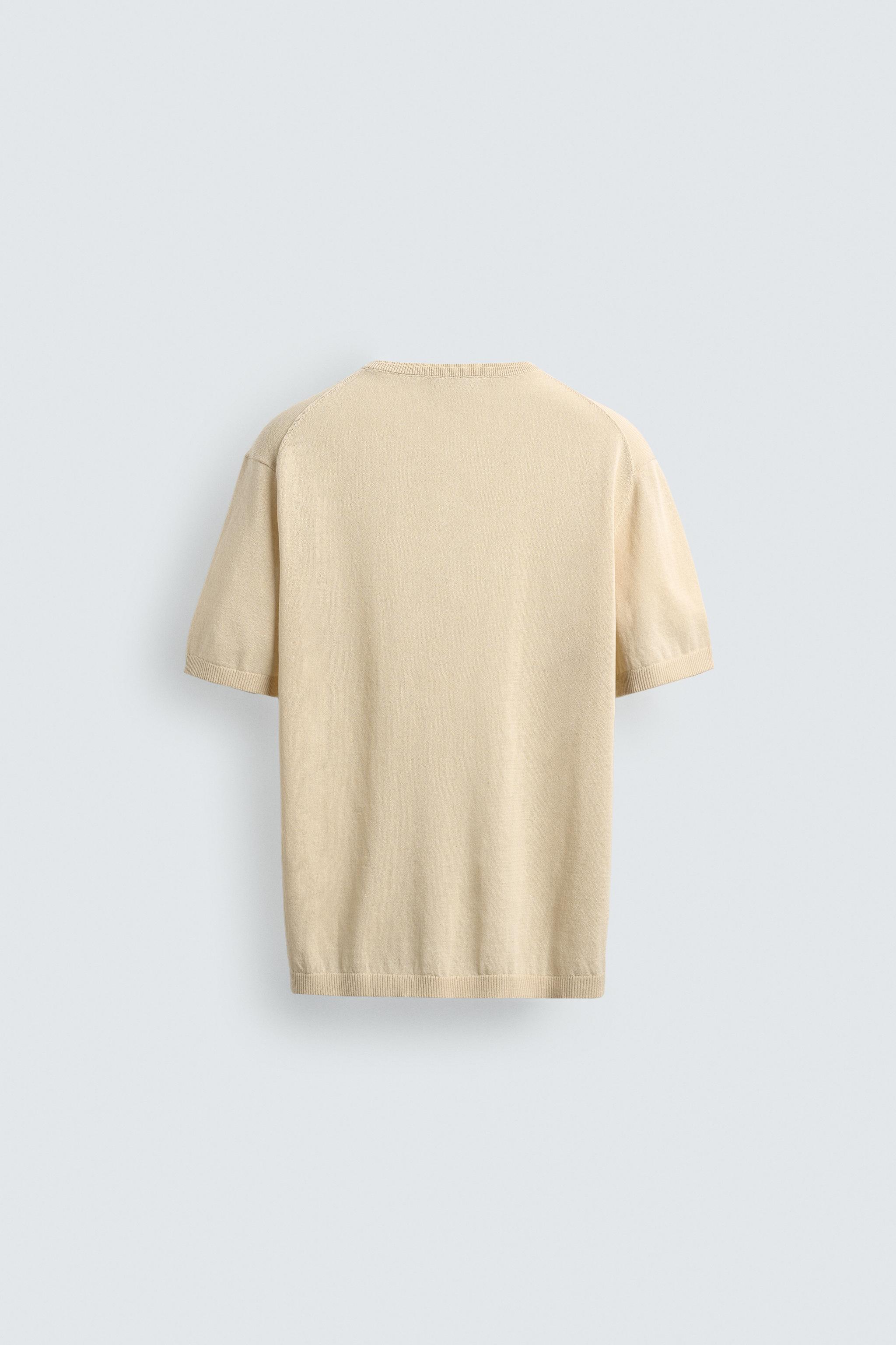 コットンリネン ヘンリーネックTシャツ - エクリュ | ZARA Japan / 日本