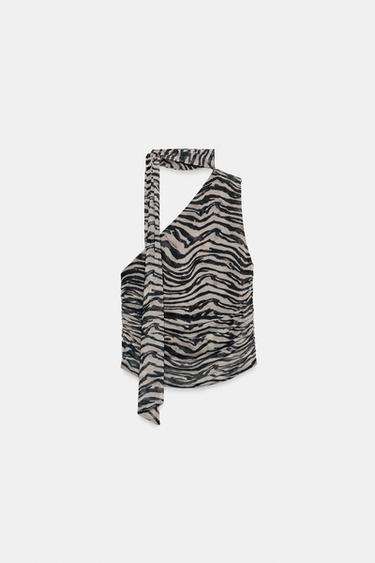 TOP FOULARD ME MOTIVE KAFSHËSH - ZEBËR nga Zara