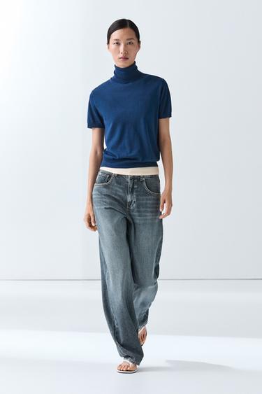 Pull col roulé en laine - Bleu roi de Zara - Image 0