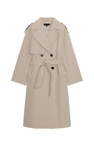 WINDPROOF WATER REPELLENT LONG TRENCH COAT WITH BELT