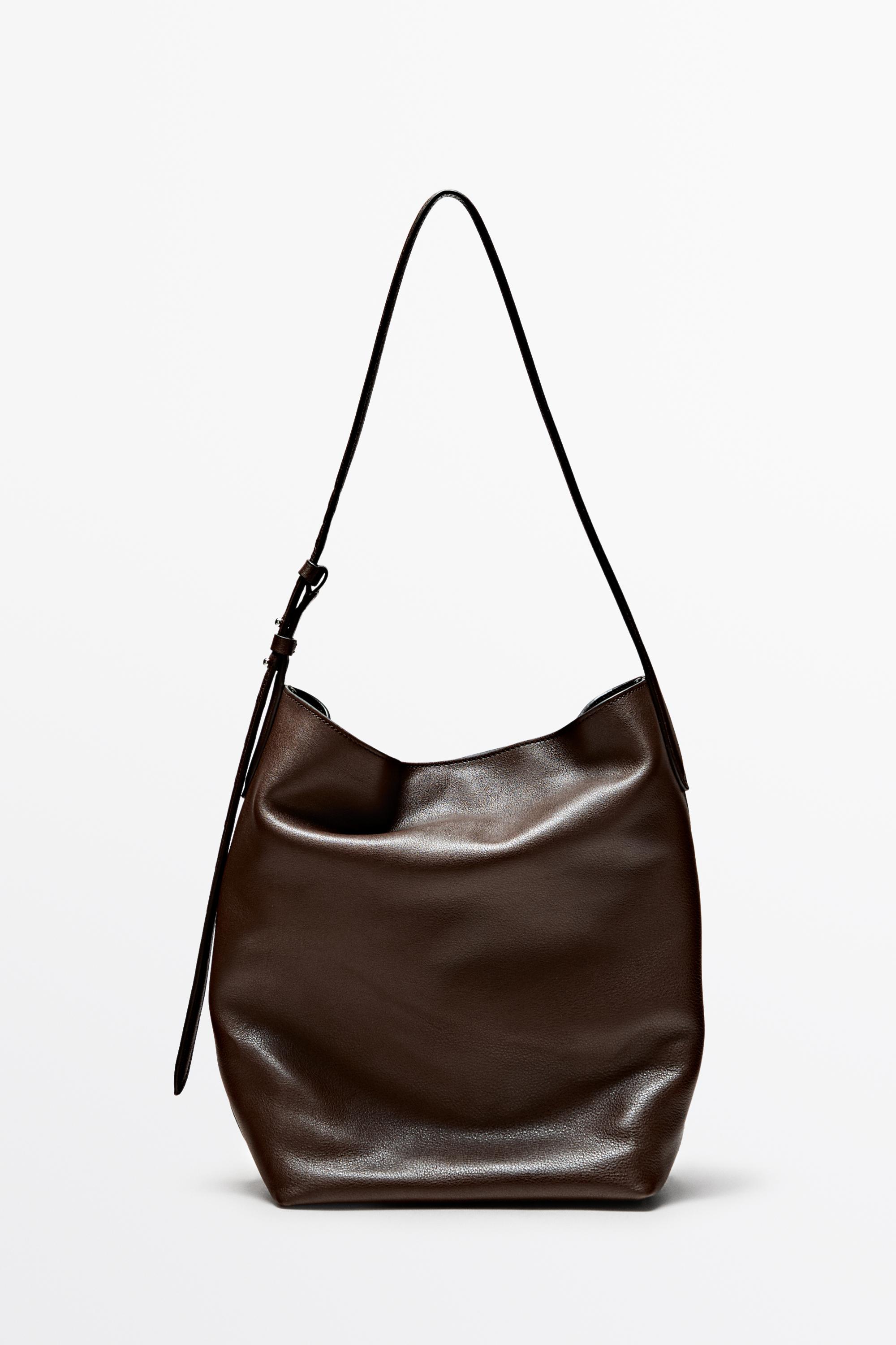 Nappa leather bucket bag — Brown