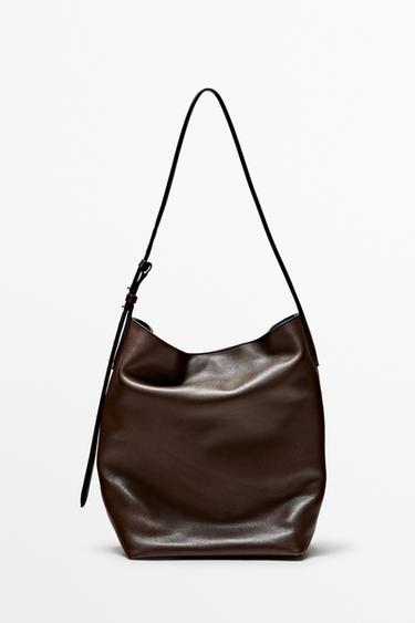 Zara Nappa leather bucket bag - Brown - Image 0
