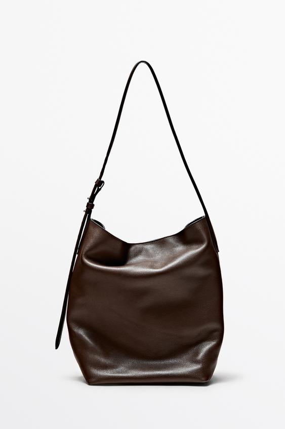 Zara Nappa leather bucket bag - Brown - Image 0