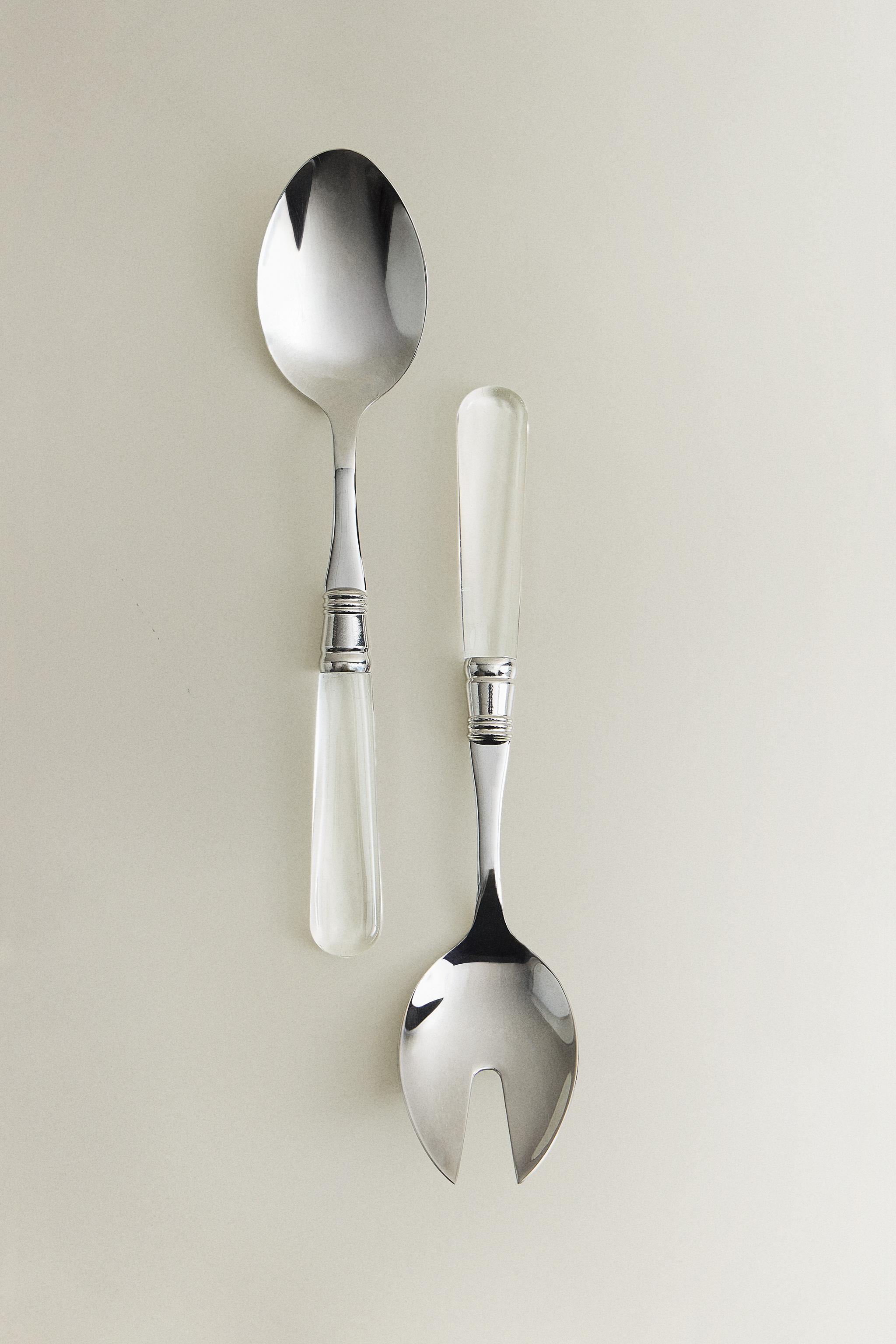 SALAD FLATWARE SET WITH TRANSPARENT HANDLES (SET OF 2)