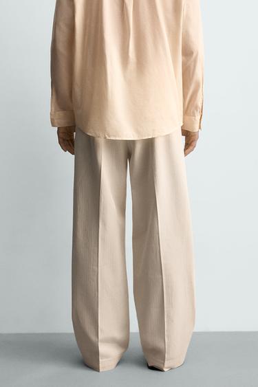 HERRINGBONE STRAIGHT-LEG TROUSERS - Ecru by Zara - Image 2
